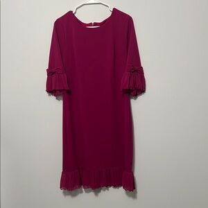 NWOT Glamour Fuchsia Long Sleeve Dress with Ruffle Details